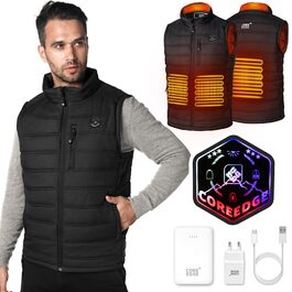 Обігріваючий жилет для чоловіків з акумулятором 10000mAh, USB, 3 режими температури, 4 зони обігріву, XL, чорний