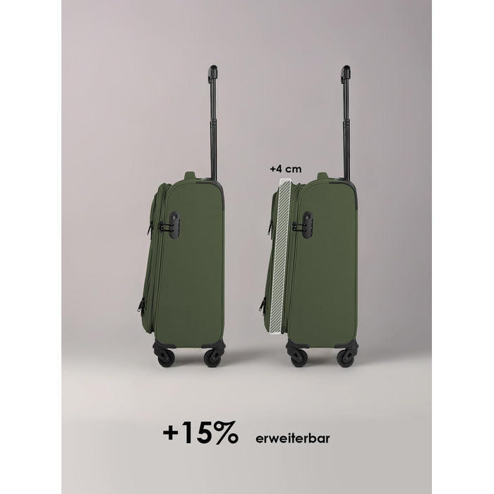 Набір валізак SMARTBOX 3 шт. для жінок та чоловіків | Легкі та стабільні валізи-ролики, якісний softcase, 4 колеса та кодовий замок | Розширювані | Колір: Slate-green, Розмір: S (56 см)