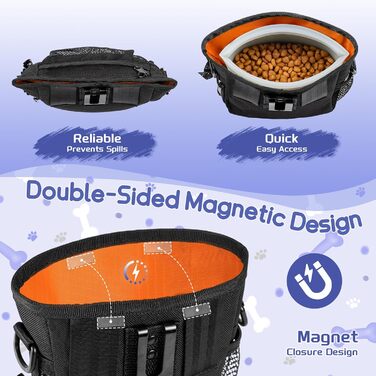 Набір для собак Leckerlibeutel: сумка для ласощів, клікер, диспенсер для фекалій, сумка на пояс для корму, чорно-помаранчевий