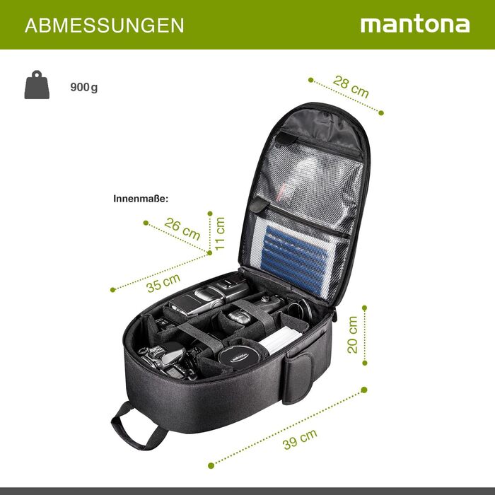 Рюкзак для камери Mantona Azurit Single, чорний, для DSLR/DSLM, до 5 об'єктивів та аксесуарів, з кріпленням для штатива