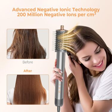 UKLISS 8-в-1 Pro Airstyler: Фен-щітка, локони, стайлер для волосся, 1400W, 110,000RPM, подарунок для жінок