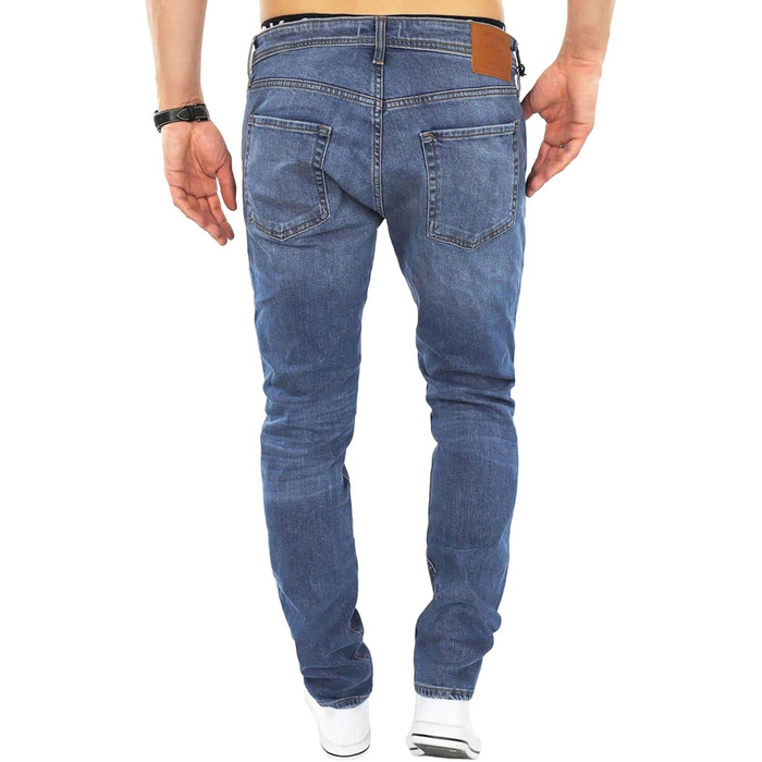 Джинси чоловічі JACK & JONES Tim Original Agi 010 Slim Straight Used Look, бавовна з еластаном, синій денім 32W/32L
