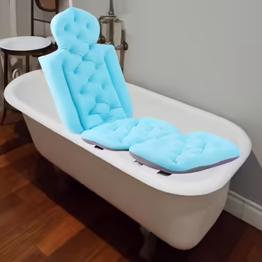 Fenteer Bath Mat Comfortable Bathtub Pillow Full Body Mat for SPA Bathroom, Blue