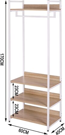 WOLTU Clothes Rack with Shelf, Open Wardrobe with Shoe Shelf, Coat Rack for Bedroom, Wood and Steel