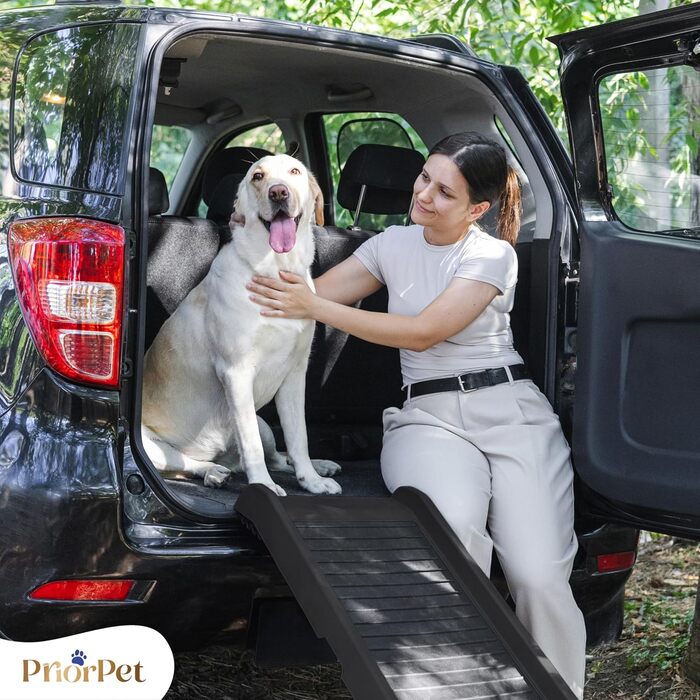 Рампа для собак у машину, складана – 174 см, 38 см – чорна, з протиковзким покриттям, для великих собак, до 85 кг – підходить для авто та SUV