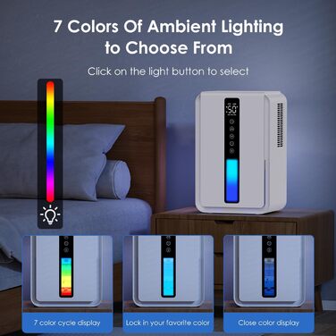 Електричний осушувач повітря 2500 мл з баком для води - Осушувач повітря електричний з трьома швидкостями + два режими, таймер 48H, авто-стоп & анти-заморожування, для спальні та ванної кімнати