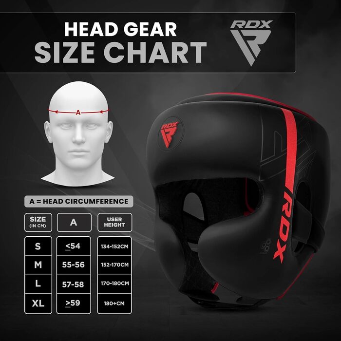 RDX Headgear for Kickboxing, Combat Sports, MMA Training - Maya Hide Sparring Head Protector for Boxing, Krav Maga, Muay Thai, Karate & Taekwondo - Red, Large