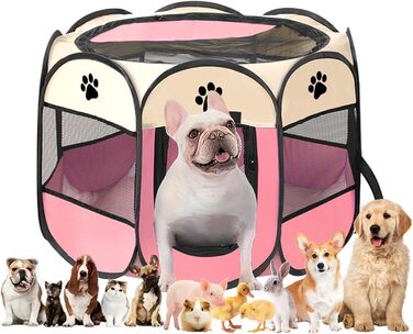 Летворешітка для цуценят та котів, вольєр для тварин у квартиру, 114x114x58 см (рожевий)