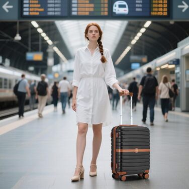 Чемодан KONO: валіза-тележка ручної поклажі 55x40x20 см (ABS+PC, з подвійними колесами, кодовий замок)