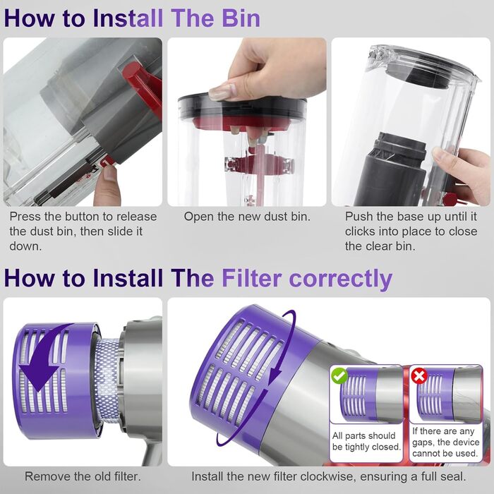 Замінник контейнера для пилу сумісний з Dyson V10 (SV12, SV13, SV27), контейнер для пилу, запчастини для Dyson V10 Absolute/Animal/Total Clean, аксесуари для пилососа, артикул 969509-01