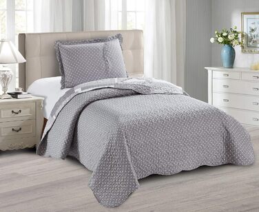 Комплект стеганих ковдр Brilliant Sunshine Grey Heart Love Patchwork (2 шт.) з наволочкою, двостороння покривало, м'яка легка ковдра, універсальна ковдра для двоспального ліжка, сірий колір