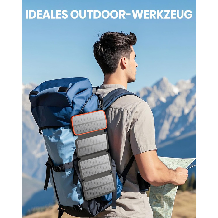 FEELLE Power Bank 27000mAh з сонячною панеллю, USB C PD QC 3.0, 3 USB виходи, ліхтарик, для смартфонів та планшетів