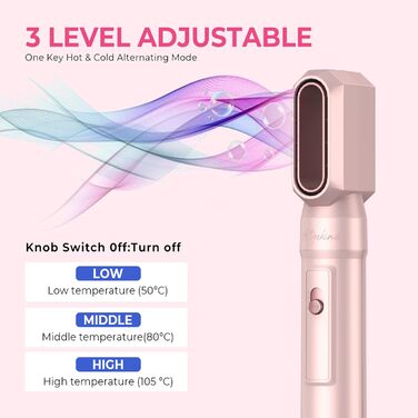 Набір для укладки волосся Atopskins 6 в 1: фен-щітка, локони, термощітка, 1000W, рожевий