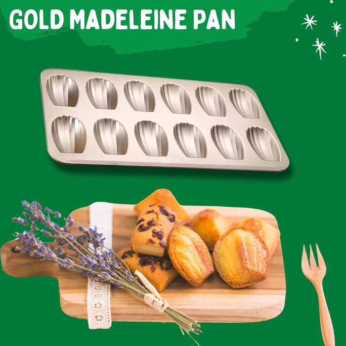 Форма для мадленів (2 шт) з антипригарним покриттям, 12 відділень, 40x24 см, з вуглецевої сталі, для випікання мадленів, кексів, брауні, шоколаду