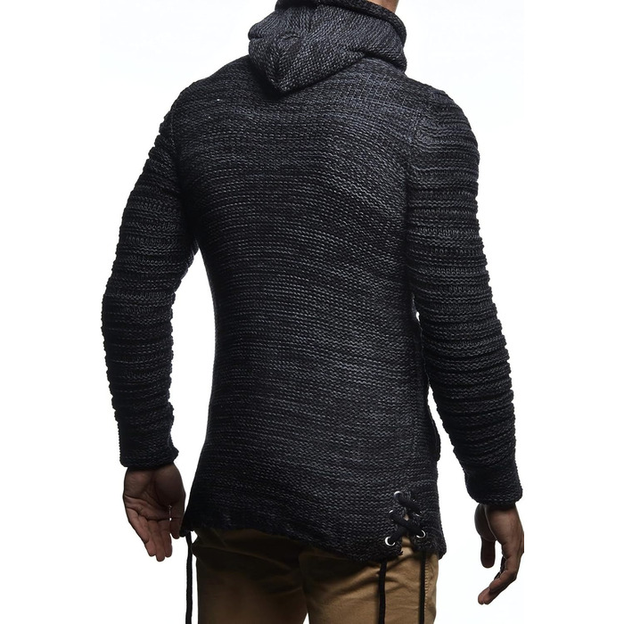 Чоловіча в'язана толстовка з капюшоном Leif Nelson – стильна та тепла, для осені та зими (3XL, Чорний)