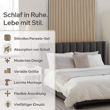 Акустичні панелі Arebos 120x60 см, настінна ламельна панель під дерево для стін та стелі, шумопоглищаючі панелі для покращення акустики приміщення, дуб (набір 2 шт.)