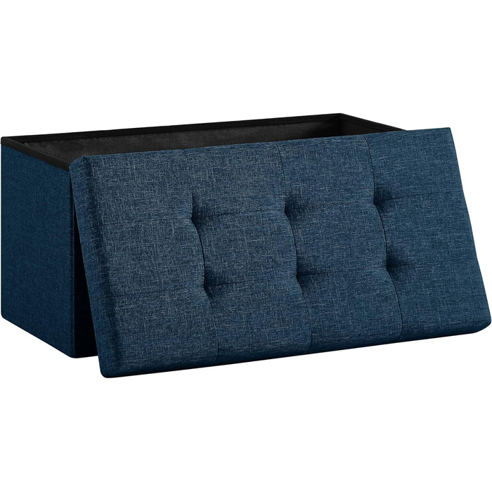 Zedelmaier Bench with Storage Space, Upholstered Bench, Seat Stool, Storage Chest, Load Capacity up to 300 kg, 76 x 38 x 38 cm (Linen - ) (Navy Blue, 38W x 76D x 38H cm)