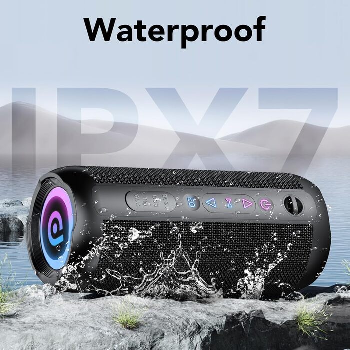 Портативна Bluetooth колонка з підсвічуванням, 30W, водонепроникна IPX7, подвійний бас, акумулятор 3000mAh, RGB, TWS, AUX, TF картка, для відпочинку на природі, вечірок та подорожей