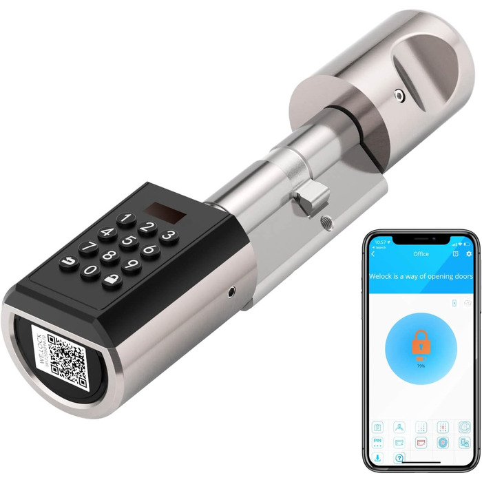 Електронний циліндр WELOCK PBL41 для дверей з Bluetooth, кодовий замок IP65, для дверей 50-100 мм