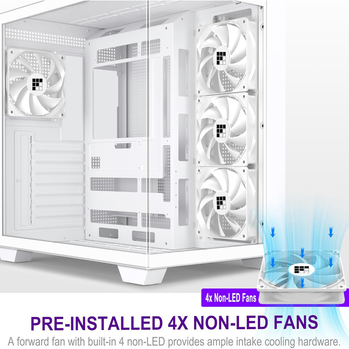 Корпус ПК FOIFKIN F300: Mid-Tower, ATX, 270° Panoramaglas, Type-C, без RGB-вентиляторів (Білий)