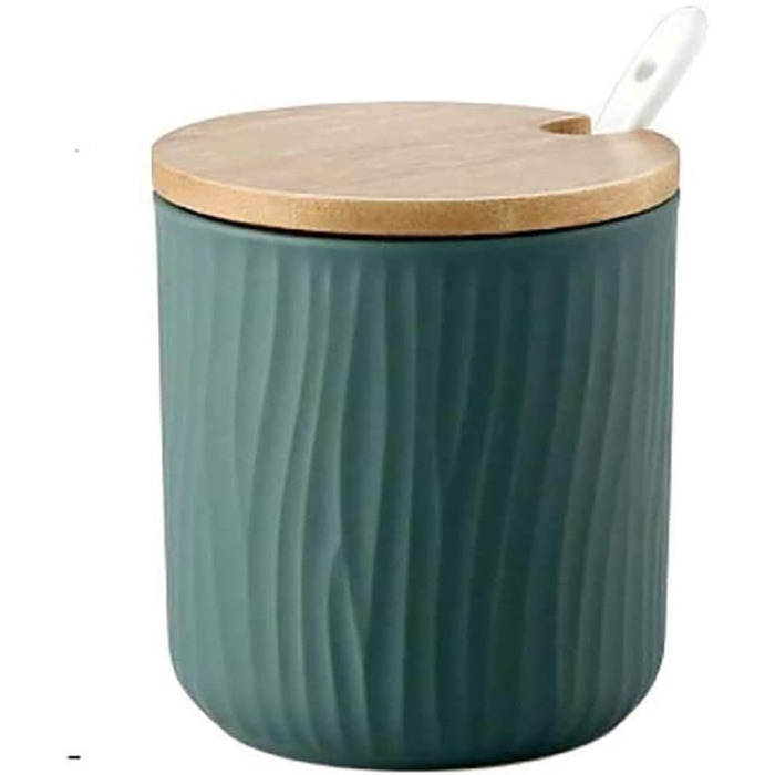 Керамічна баночка для спецій 8.5x8см з кришкою та ложкою. Підходить для кухні, їдальні, кав'ярні (сіра)