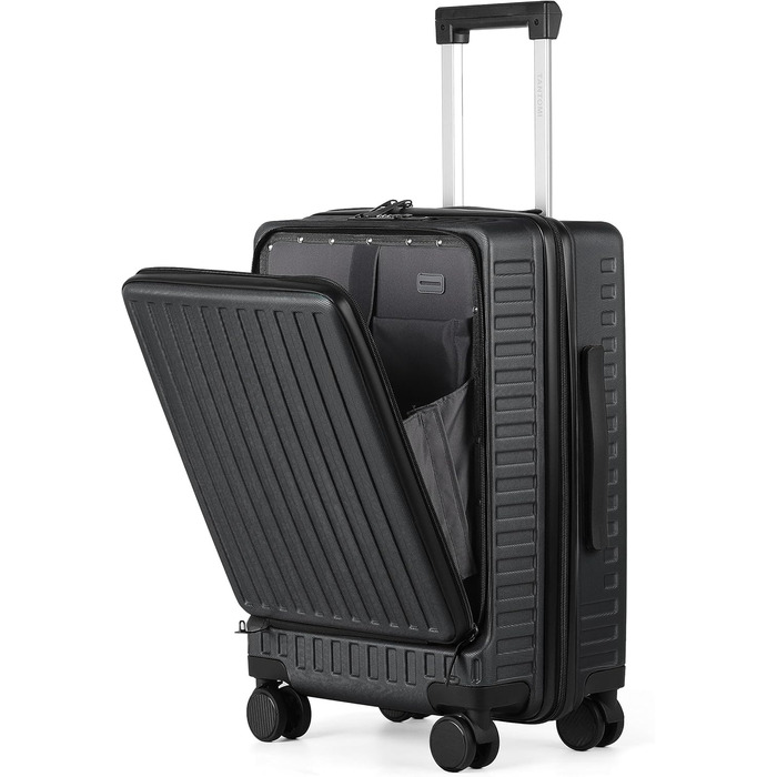 Валіза ручної поклажі TANTOMI з відділенням для ноутбука, 50 см, жорсткий корпус ABS, 4 колеса, TSA-замок (Світло-темнозелений, 41 л)