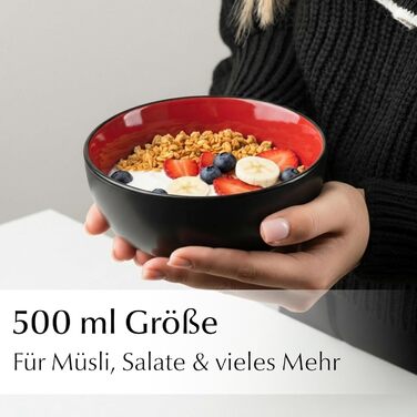 MIAMIO Le Papillon - Набір мисок для сніданку з кераміки (6 шт) 500 мл - Миючі в посудомийній машині та придатні для мікрохвильової печі