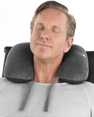 Daydream 3-in-1 Neck Pillow with Microbeads - Neck Support, Travel Pillow, and Neck Roll all in one - also for camping, Grey