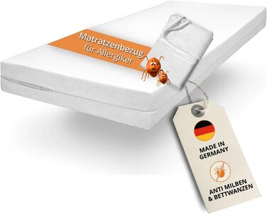 Sleepling Mattress Cover 90x200 cm, Evolon Encasing for Allergy Sufferers, Allergy & Anti-Mite Protection for House Dust Allergy Sufferers, Mattress Cover for Mattresses up to 20 cm, 95°C Washable, Made in Germany