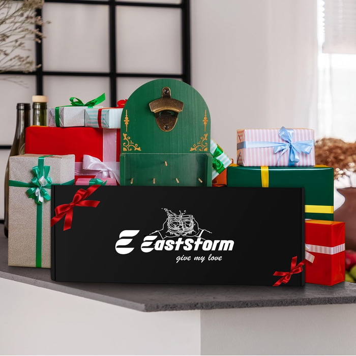 Настінний відкривачка для пляшок з контейнером EASTSTORM, дерев'яний, подарунок для чоловіків, на День батька, для пива