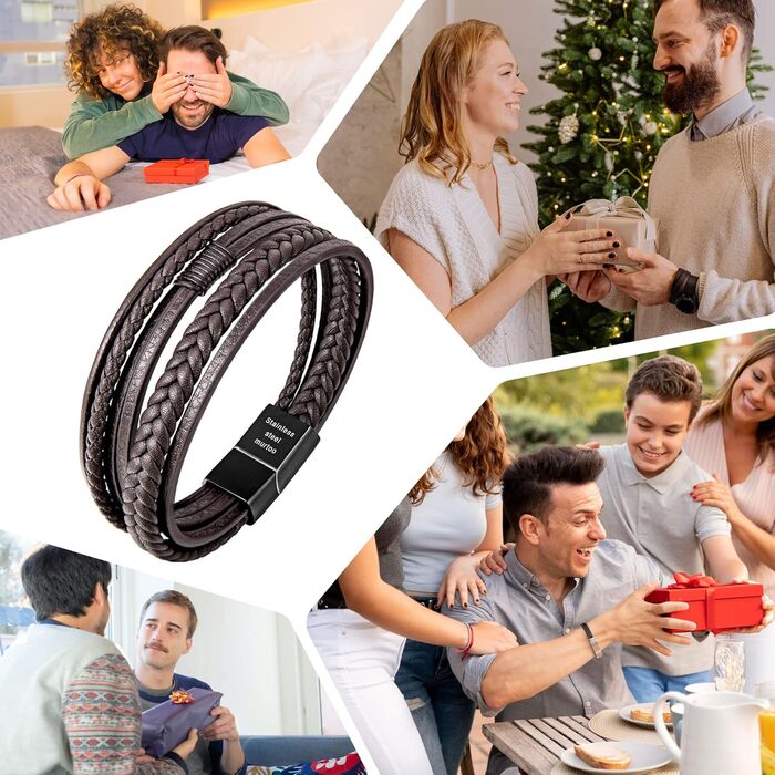 Чоловічий шкіряний браслет Speroto Premium (23 см, коричневий) з магнітною застібкою з нержавіючої сталі - ідеальний подарунок для чоловіків