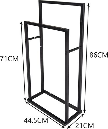 Підлогова сушарка для рушників з 5 полицями, чорного кольору, з двома кріпленнями