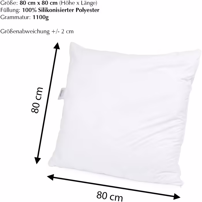 Подушки для алергіків H&F Heimtextilien 80x80 см, 4 шт, Oeko-TEX, мікрофібра, поліестер, преміум якість