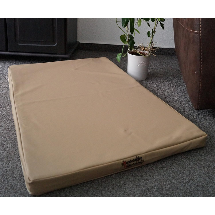 Матрац для собак, ліжко для собак, двосторонній матрац з штучної шкіри, 120x80 см (90x60 см, бежевий)