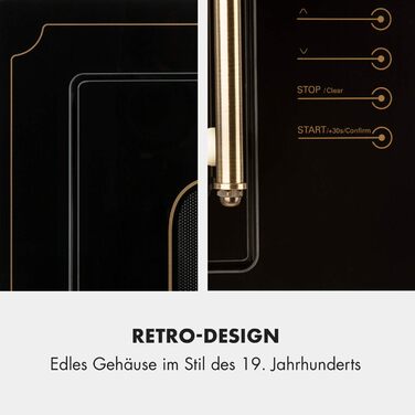 Мікрохвильова піч Klarstein Victoria 20 - вбудована, 20 л, 800 Вт, гриль 1000 Вт, нержавіюча сталь, з рамкою для вбудовування, чорна