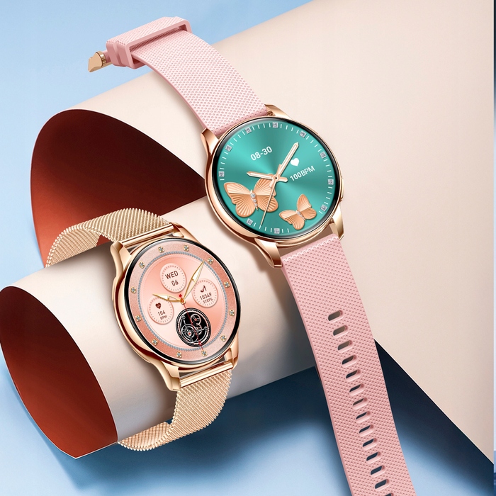 Смарт-годинник Emavo для жінок, золотий, у комплекті з 5 ремінцями