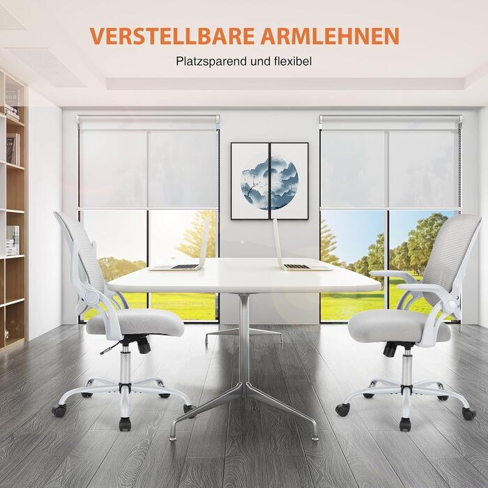 Ергономічне крісло Sweetcrispy для офісу та дому: регульована висота, підтримка попереку, підлокітники, сіре