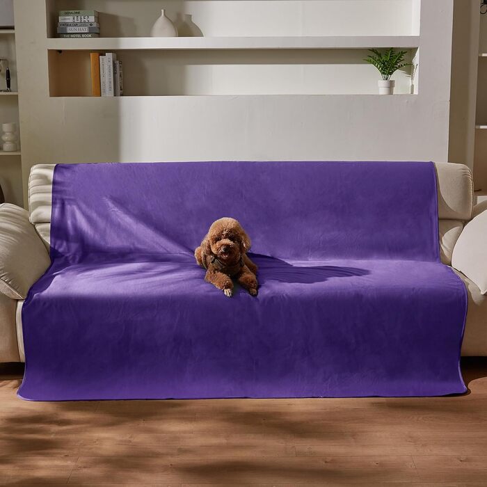 Водонепроникний килимок для собак Kritter Planet, м'який, захист від сечі, для дивану, ліжка, авто, меблів, XXL (229 x 203 см), (XL(203 x 152 см), фіолетовий/темно-сірий)