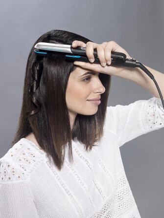 Випрямляч для волосся Rowenta SF6220 Liss & Curl Ultimate Shine: випрямлення та локони, LED, чорний/срібний