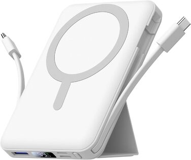 Power Bank Azmuth MagSafe 10000mAh для iPhone з LED дисплеєм, бездротова зарядка, білий