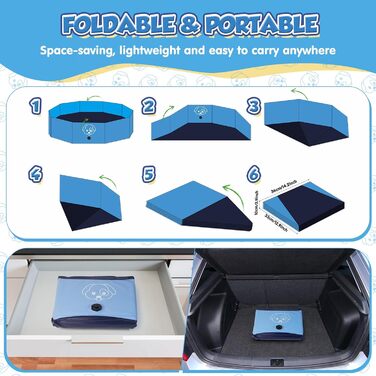 Басейн для собак великих і малих порід з антиковзкого ПВХ, складаний - легко миється. Плавальне озеро для собак на відкритий простір, у подорожі, у сад (120 * 30 см)