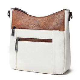 Сумка жіноча через плече Shrrie бежево-коричнева з ременем, екошкіра, трендова хобо-сумка для подорожей