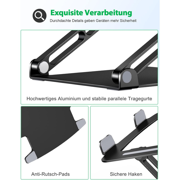 Підставка для ноутбука Glangeh з алюмінію, ергономічна, регульована висота, для MacBook, Dell, HP, 10-16