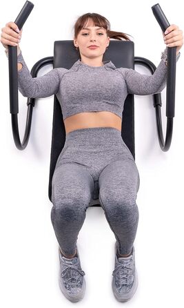 C.P. SPORTS AB Roller - Abdominal Trainer | Professional Ab Roller with Headrest & Mat for Abdominal Muscle Training & Fitness | Steel pipe black - foldable - space-saving for abdominal workout at home