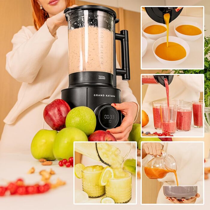 Cecotec Stand Mixer Grand Katana 2700MAX Total Destroy Screen B. Maximum Power 2700W, Digital Display, 8-Blade Knife with Black Titanium Coating, 1.8L Glass Jug Black / Display