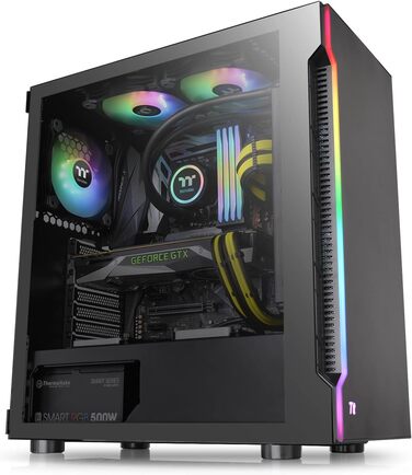 Корпус для ПК Thermaltake H200 TG RGB ATX з RGB підсвічуванням, скляна бічна панель, чорний | 120мм вентилятор в комплекті