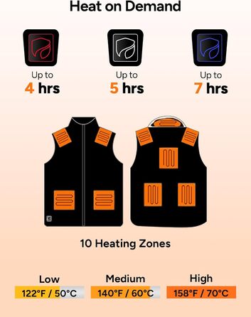 Обогрівальна жилетка Dr.Prepare для чоловіків та жінок, легка електрична жилетка з 3 рівнями нагріву, 10 зон нагріву, інтелектуальне керування кнопками, регульована жилетка для активного відпочинку, подорожей, спорту, чорна