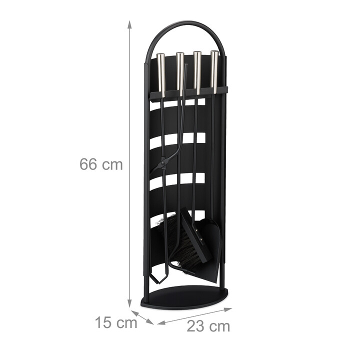Relaxdays 5-Piece Fireplace Set in Black
