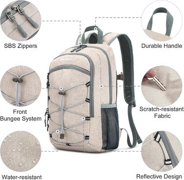 Small Backpack / 20L Unisex Daypack Lightweight Travel Backpack Hiking Backpack Trekking Backpack for Hiking Cycling (Beige, 12L)