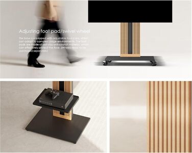 Підставка для телевізора FITUEYES Zen Series - чорний, для телевізорів 55-88 дюймів, дерев'яна, поворотна, регульована по висоті